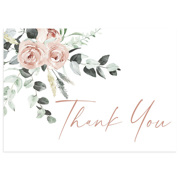 Blush Pink Floral Thank You Card | Forever Your Prints