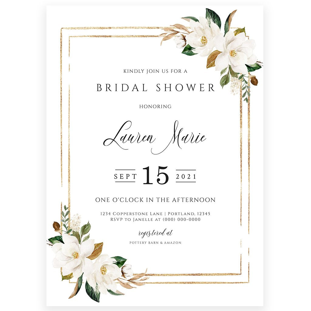 Magnolia Bridal Shower Invitation | www.foreveryourprints.com