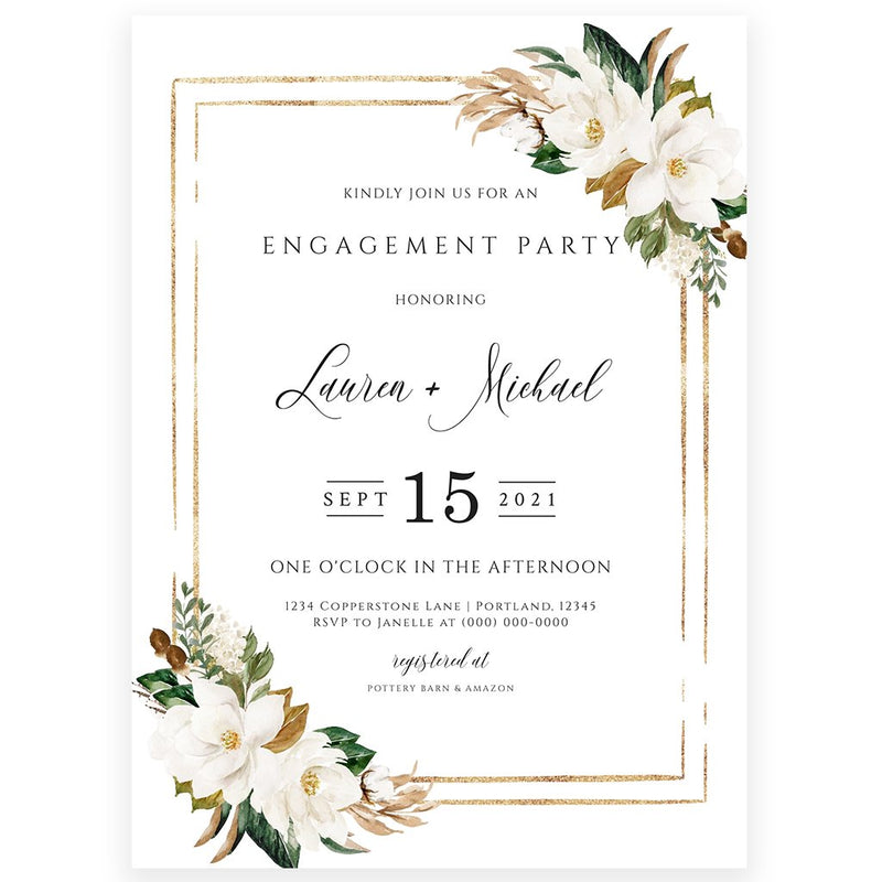 Magnolia Engagement Invitation | www.foreveryourprints.com