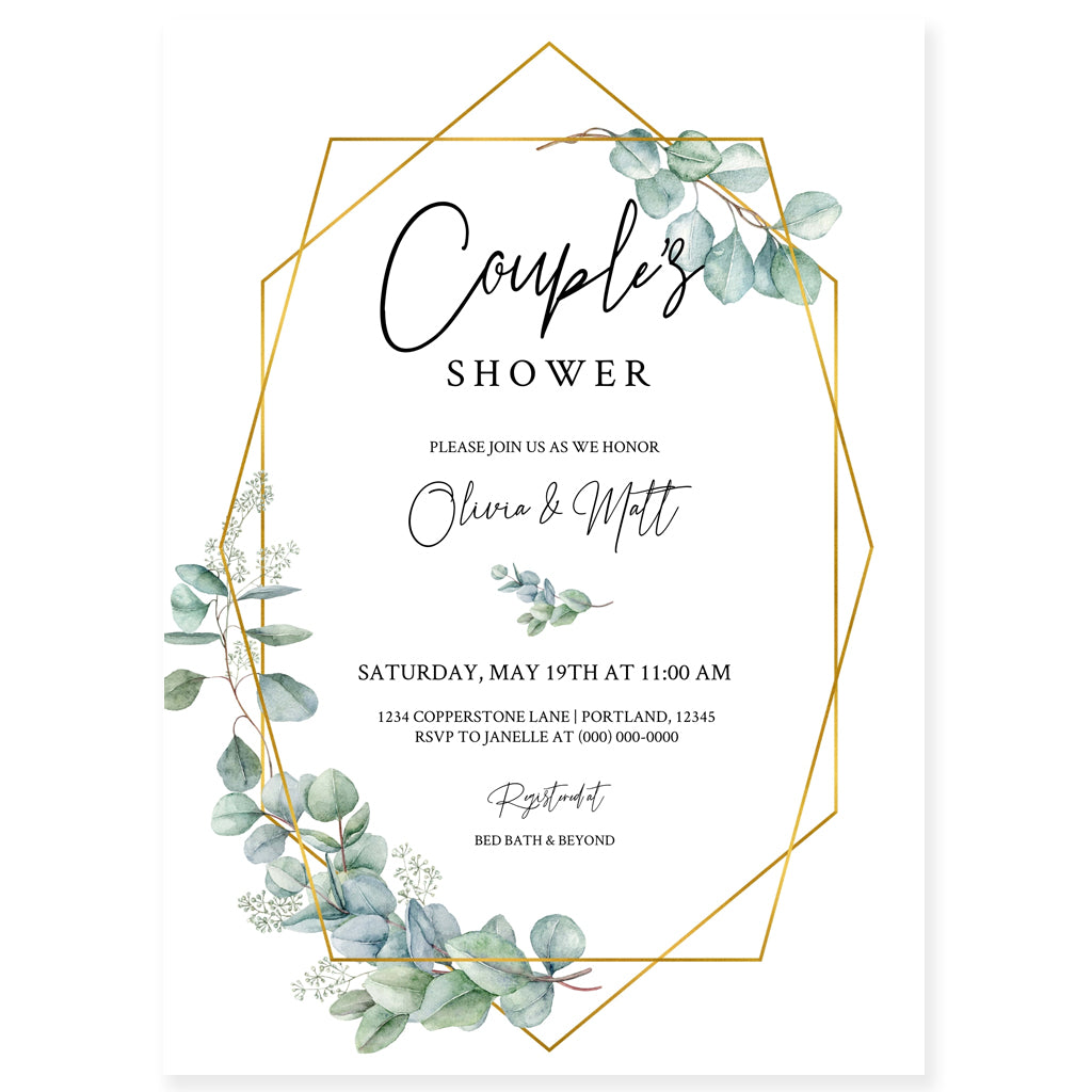 Couples Greenery Bridal Shower Invitation | www.foreveryourprints.com