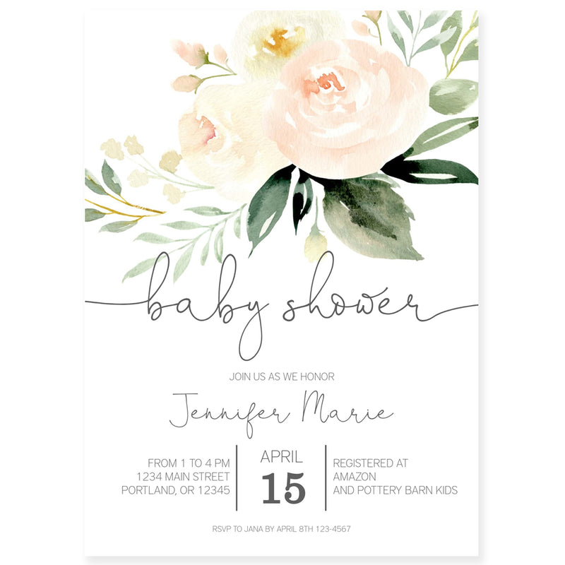 Floral Baby Shower Invitation | www.foreveryourprints.com