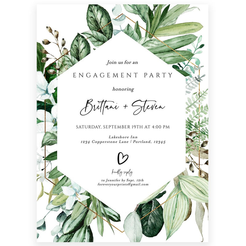 Greenery Engagement Party Invitation | www.foreveryourprints.com