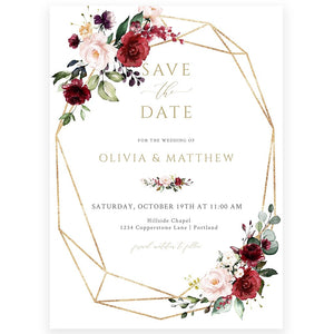Burgundy Save The Date Invitation | www.foreveryourprints.com