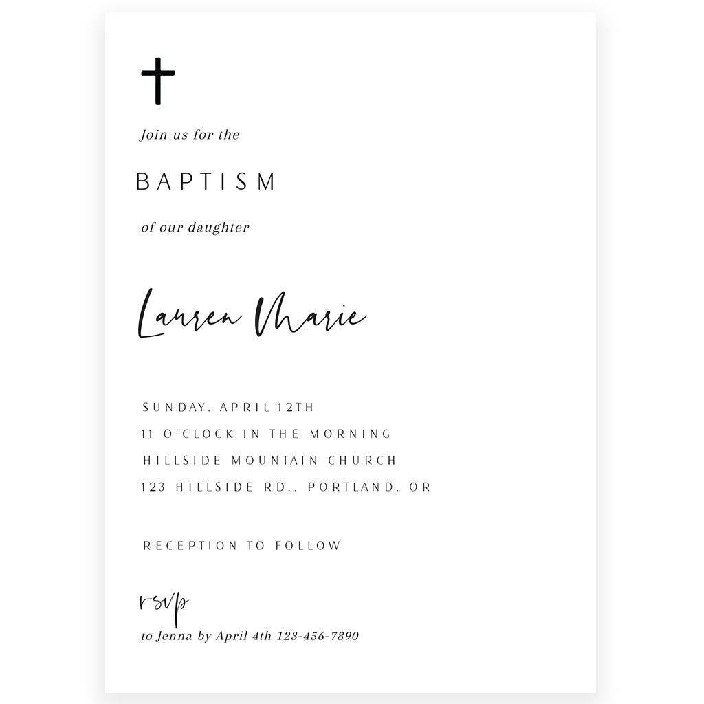 Minimalist Baptism Invitation | www.foreveryourprints.com