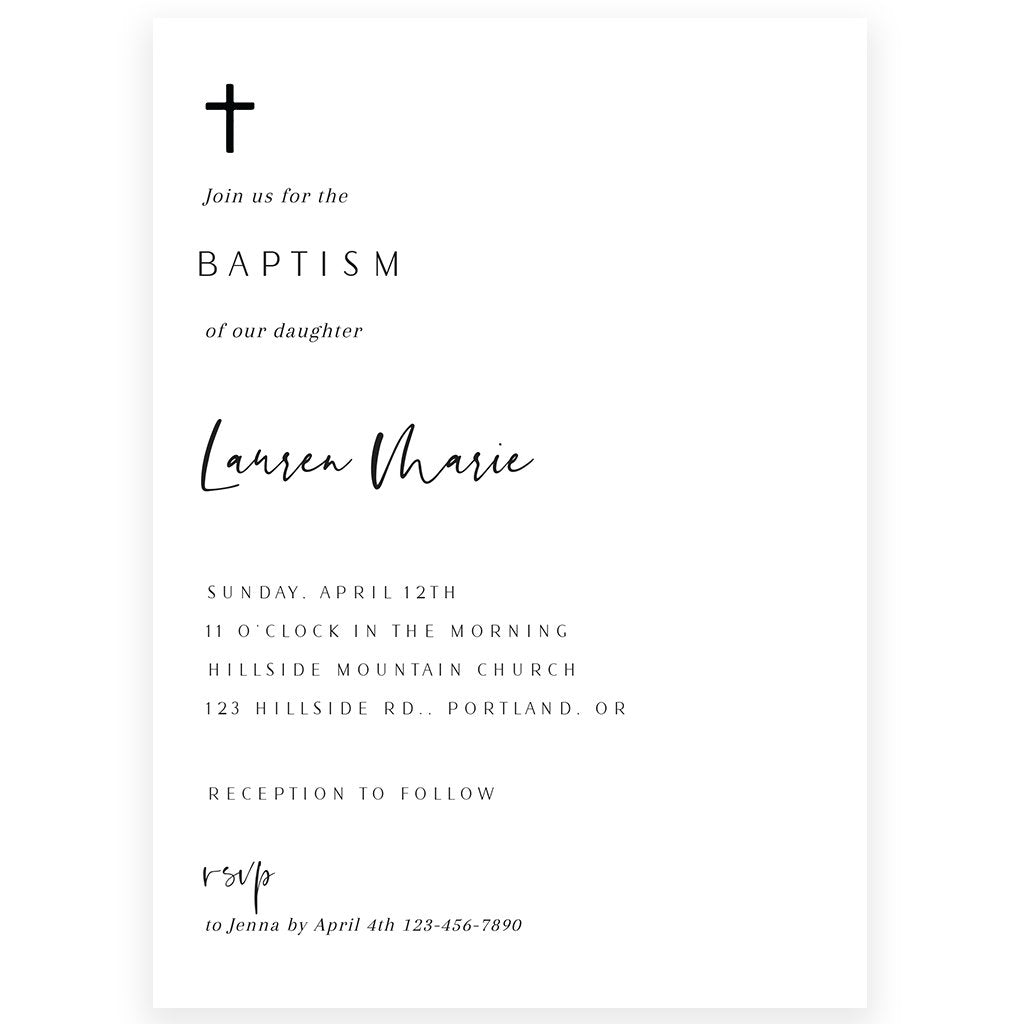Minimalist Baptism Invitation | www.foreveryourprints.com