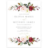 Burgundy Floral Wedding Invitation | www.foreveryourprints.com