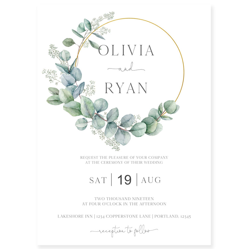 Eucalyptus Wreath Wedding Invitation