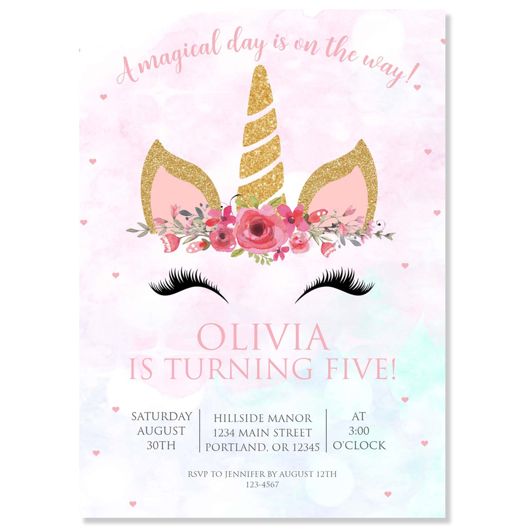 Unicorn party deals invitations