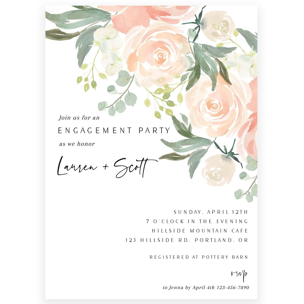 Floral Engagement Invitation | www.foreveryourprints.com
