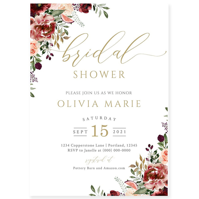 Fall Bridal Shower Invitation | www.foreveryourprints.com