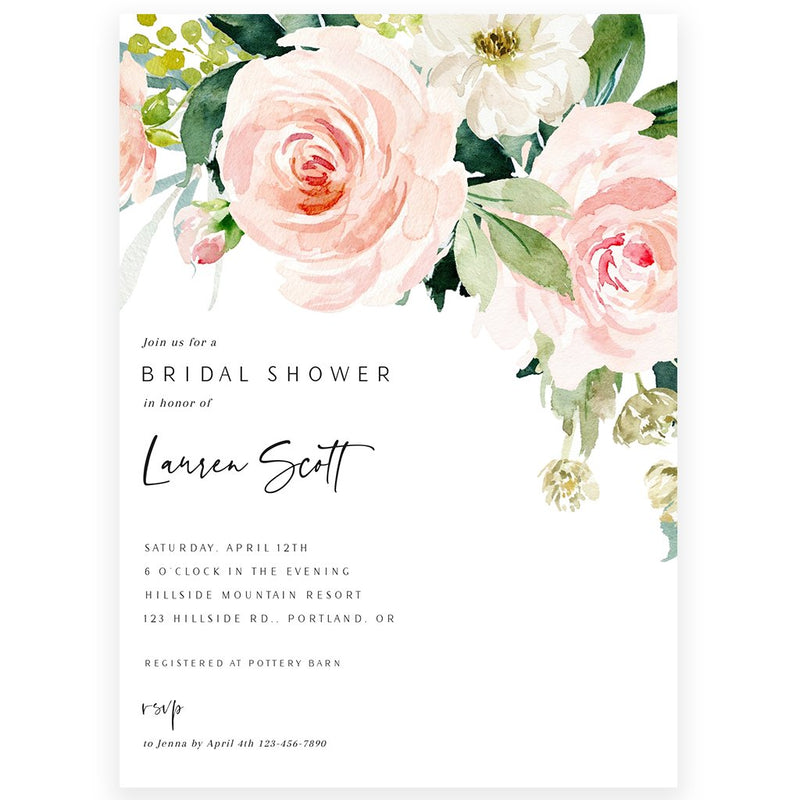 Floral Bridal Shower Invitation | www.foreveryourprints.com