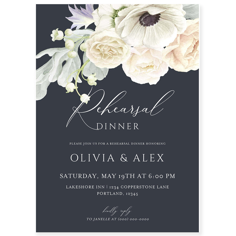 Navy Rehearsal Dinner Invitation | www.foreveryourprints.com