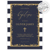 Navy and Gold Baptism Invitation | www.foreveryourprints.com