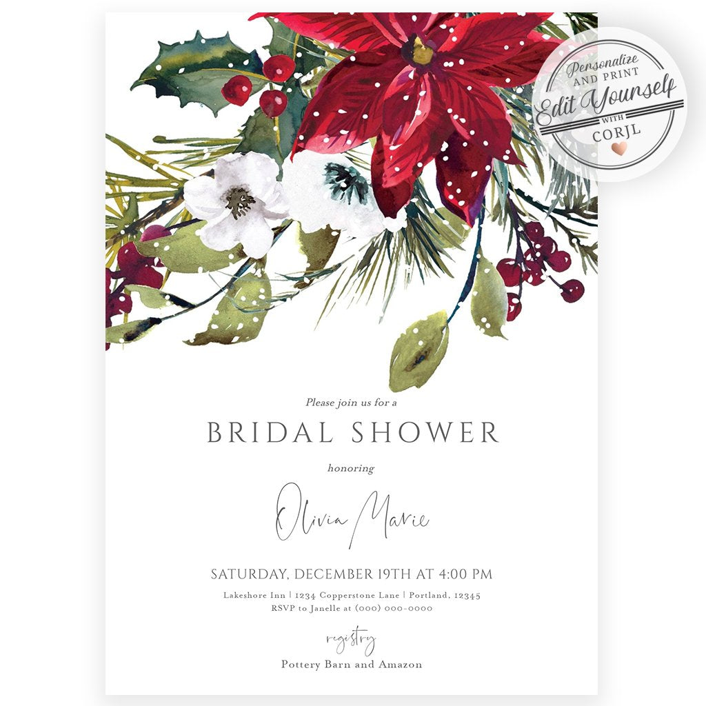 Winter Bridal Shower Invitation | www.foreveryourprints.com