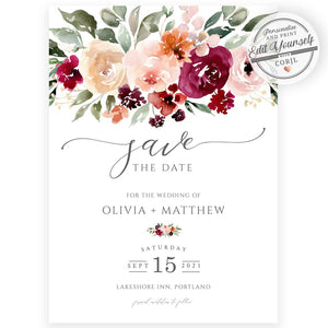 Floral Save The Date Invitation | www.foreveryourprints.com