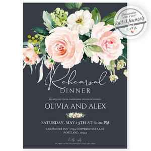 Floral Wedding Rehearsal Dinner Invitation | www.foreveryourprints.com