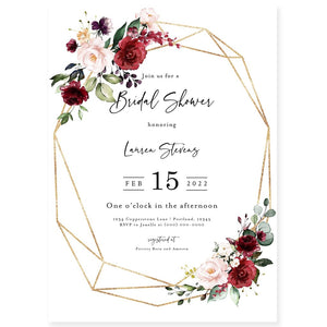 Burgundy Bridal Shower Invitation | www.foreveryourprints.com