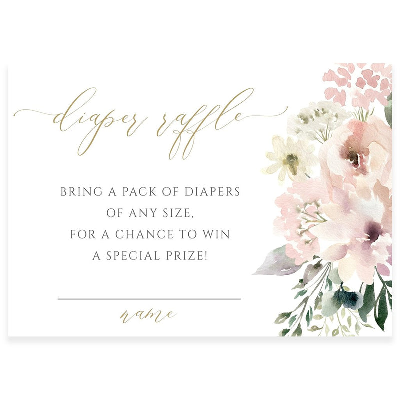 Floral Diaper Raffle Card | www.foreveryourprints.com