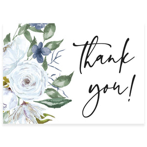 Blue Florals Thank You Card