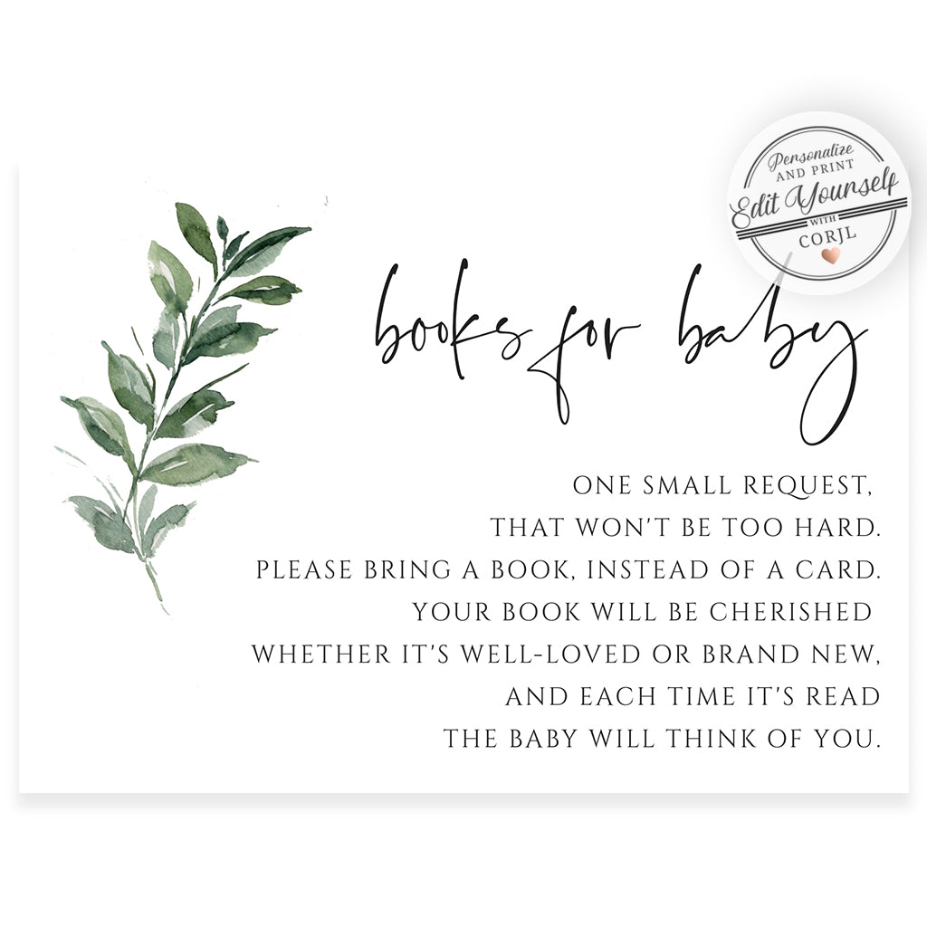 Greenery Book Request Card | www.foreveryourprints.com
