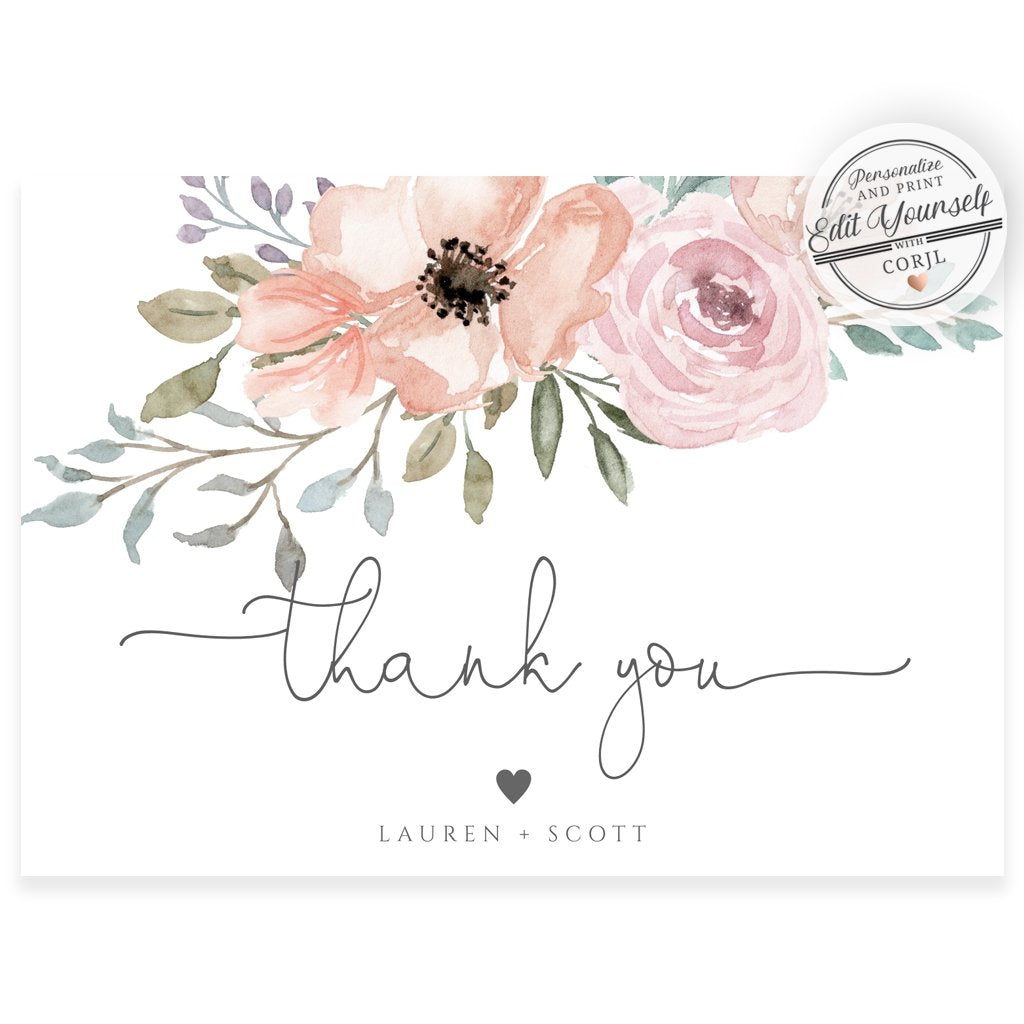 Floral Thank You Card | www.foreveryourprints.com