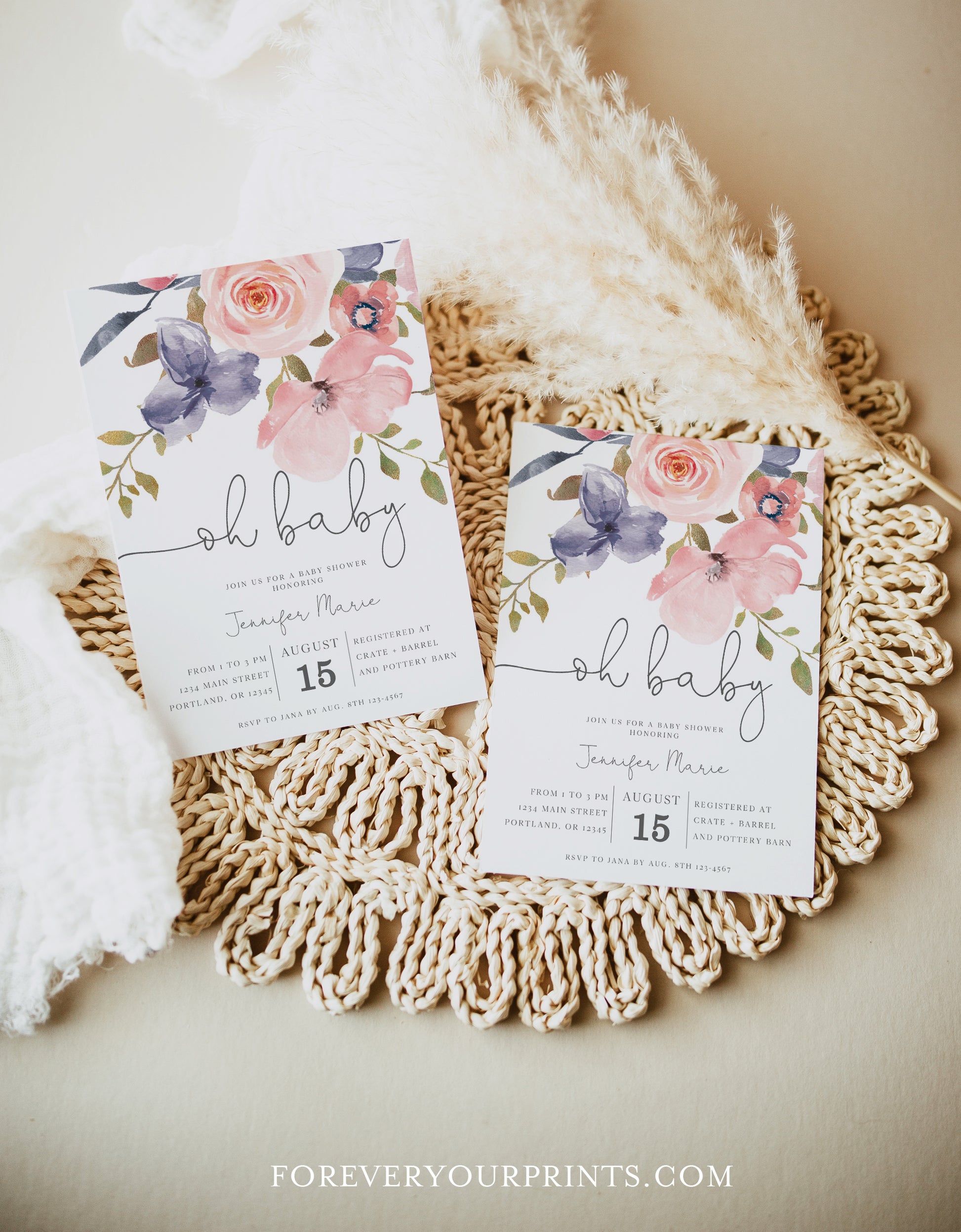 Floral Baby Shower Invitation | www.foreveryourprints.com