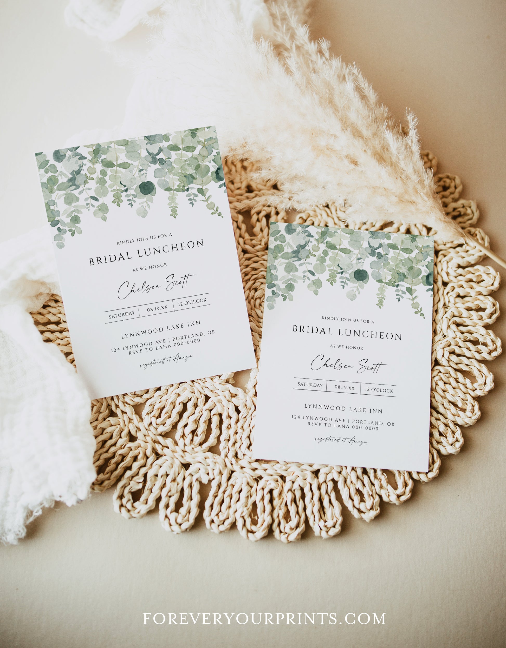 Eucalyptus Bridal Brunch Invitation | www.foreveryourprints.com