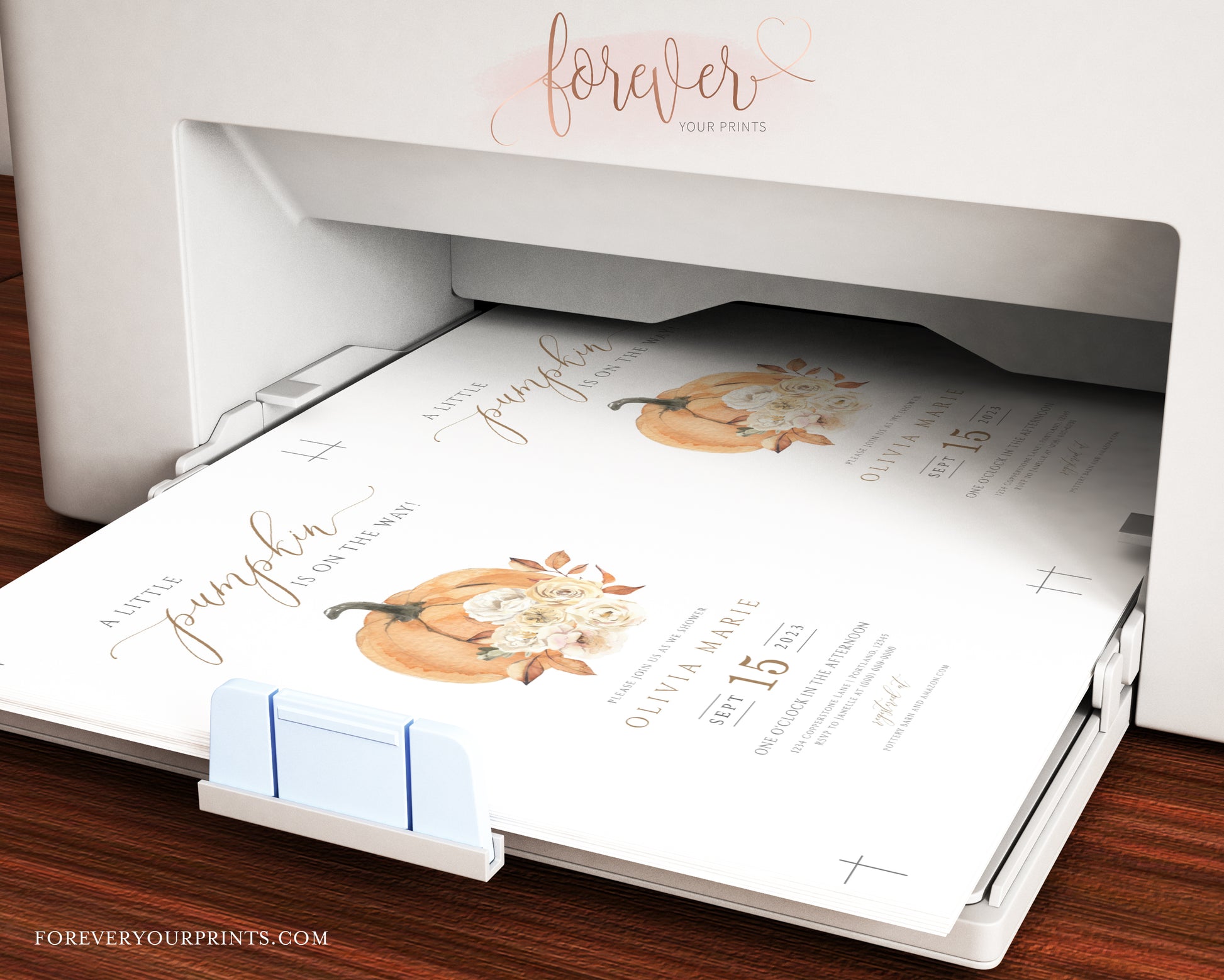 Little Pumpkin Baby Shower Invitation | www.foreveryourprints.com