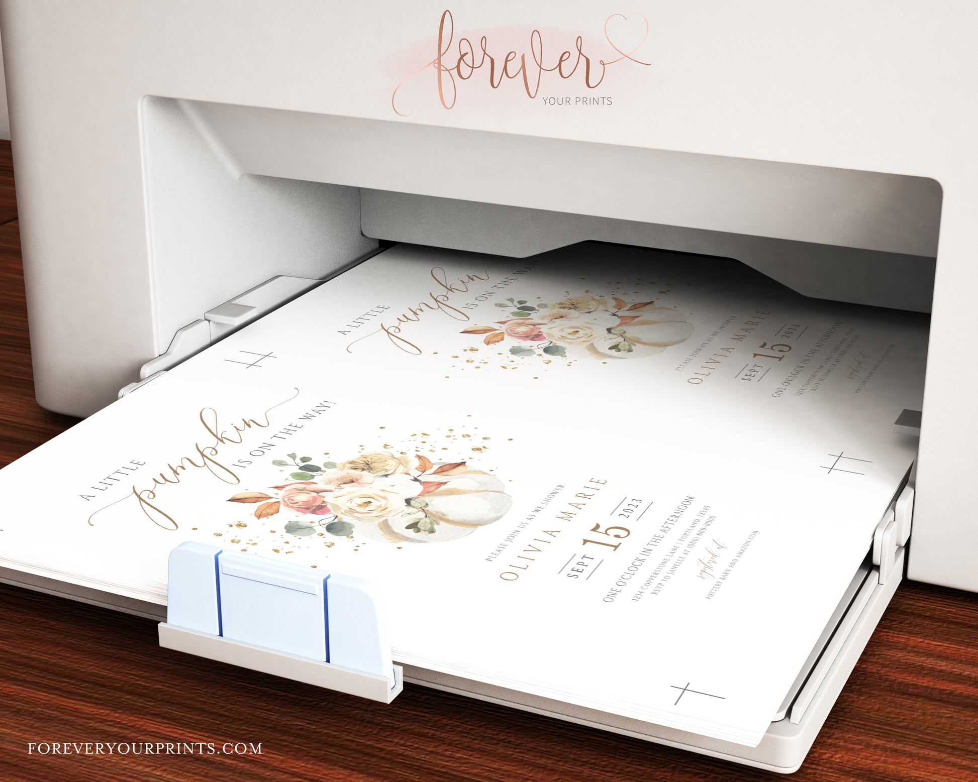 Little Pumpkin Baby Shower Invitation | www.foreveryourprints.com