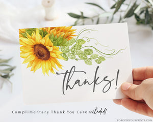 Complimentary Sunflower Thank You Card | www.foreveryourprints.com