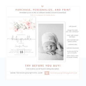 Floral Baby Sprinkle Invitation | www.foreveryourprints.com