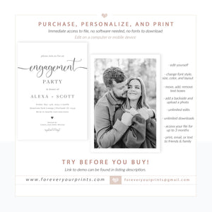Minimalist Engagement Party Invitation | www.foreveryourprints.com