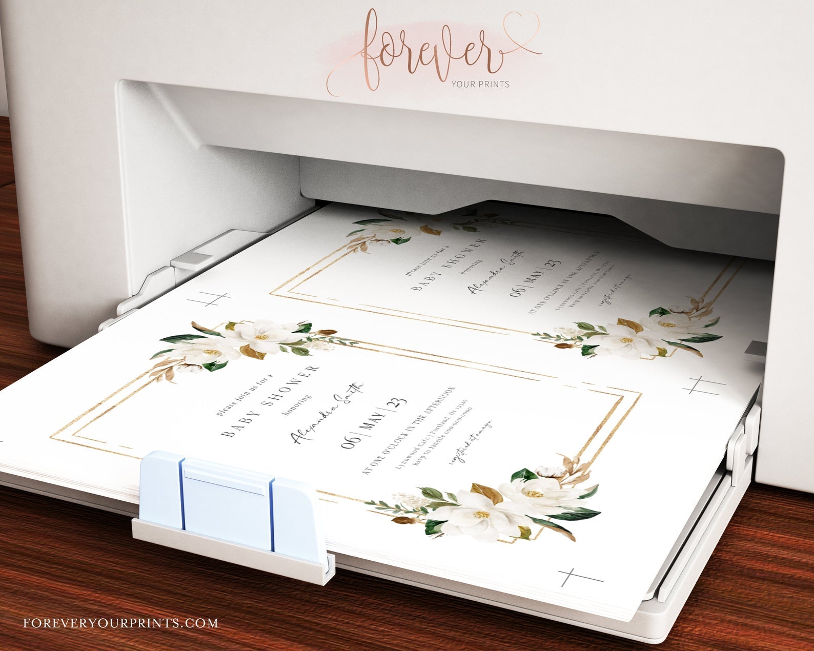 Magnolia Baby Shower Invitation | www.foreveryourprints.com