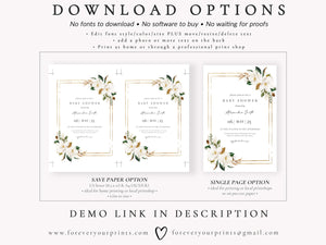 Magnolia Baby Shower Invitation | www.foreveryourprints.com