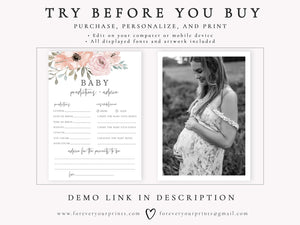 Baby Predictions and Advice Card | www.foreveryourprints.com