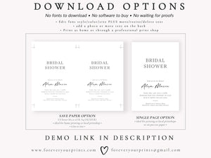 Minimalist Bridal Shower Invitation | www.foreveryourprints.com