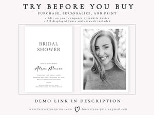 Minimalist Bridal Shower Invitation | www.foreveryourprints.com