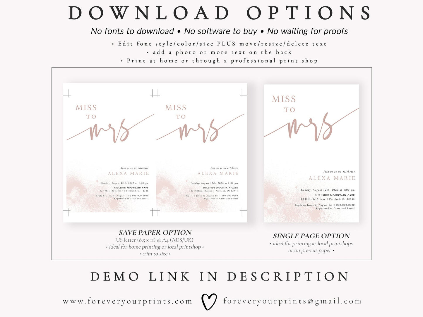 Miss to Mrs Bridal Shower Invitation | www.foreveryourprints.com