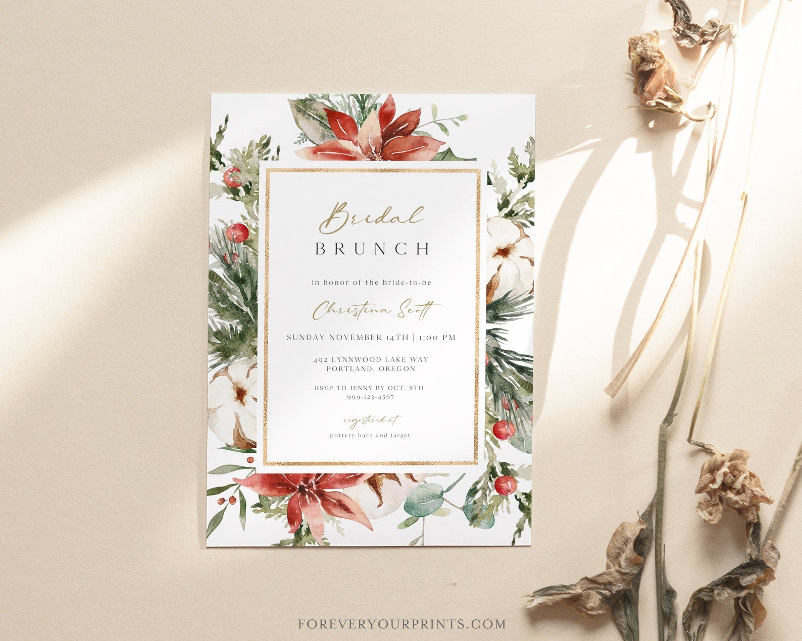Winter Bridal Brunch Invitation | www.foreveryourprints.com