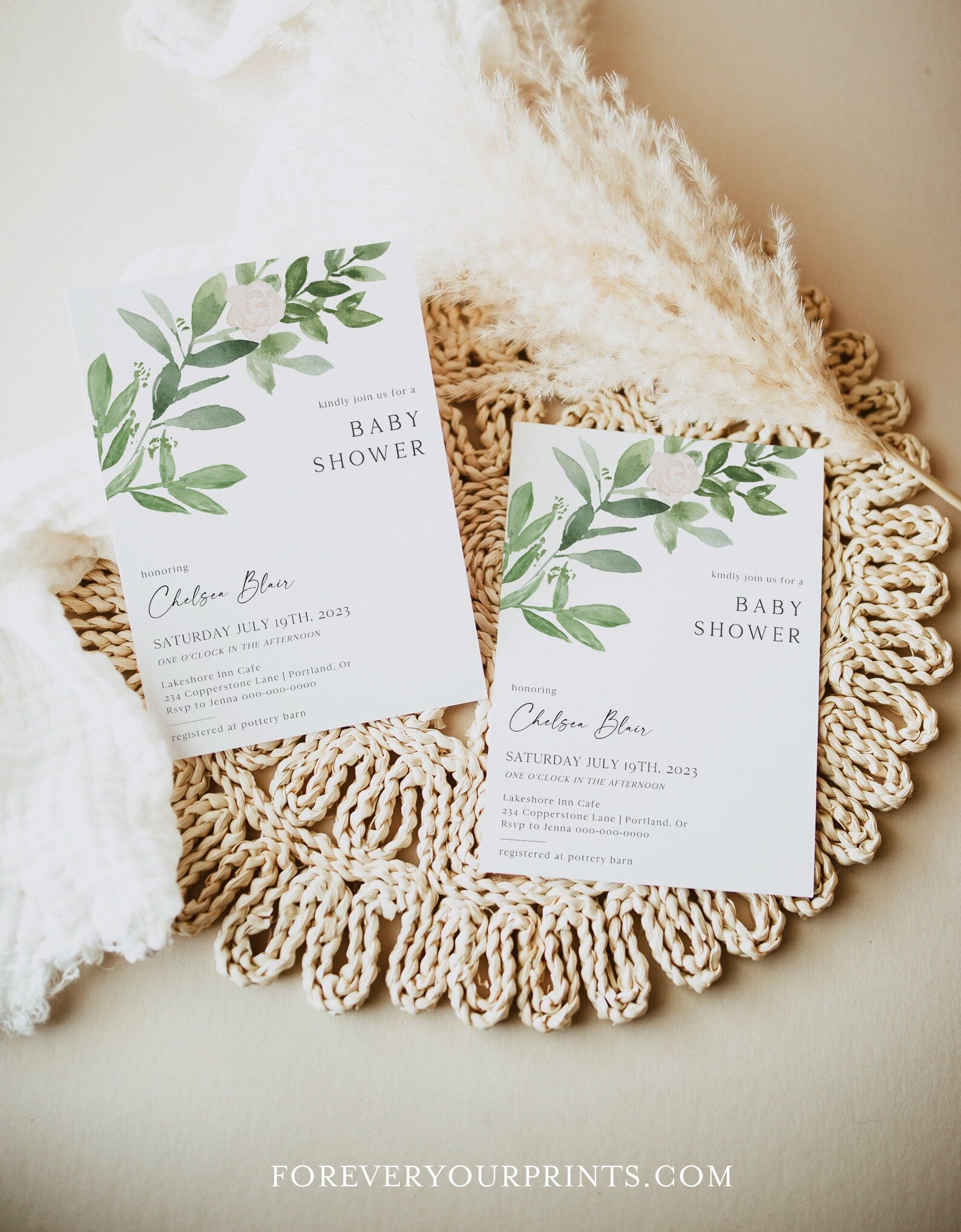 Greenery Baby Shower Invitation | www.foreveryourprints.com
