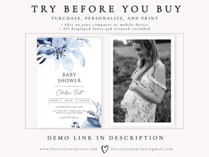 Modern Floral Baby Invitation | www.foreveryourprints.com