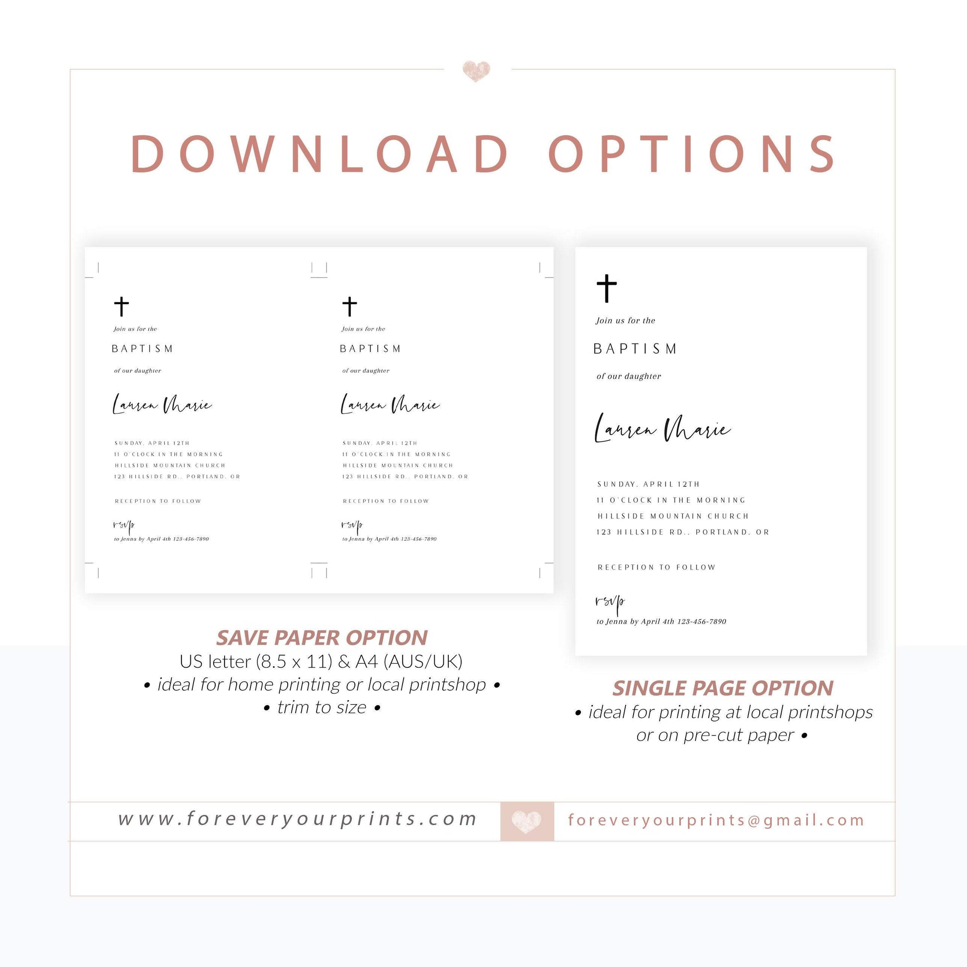 Minimalist Baptism Invitation | www.foreveryourprints.com