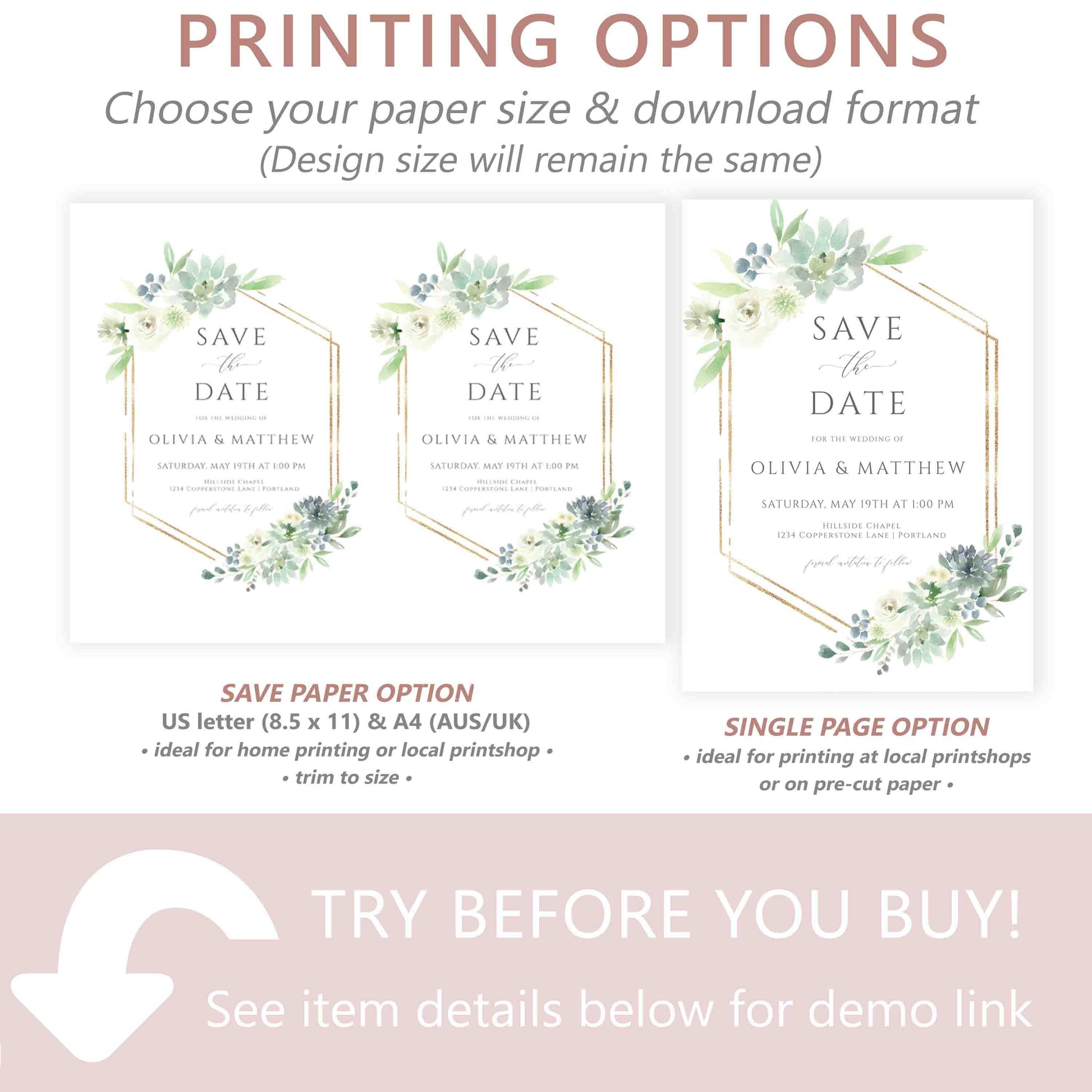Botanical Save The Date Invitation | www.foreveryourprints.com